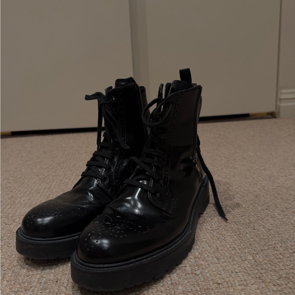 Prada Monolith–style lace-up combat boots